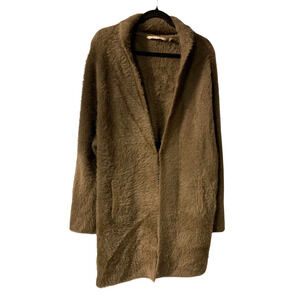 Soft Surroundings Womens Faux Fur Duster Plus Size 3X Brown Longline Casual Boho